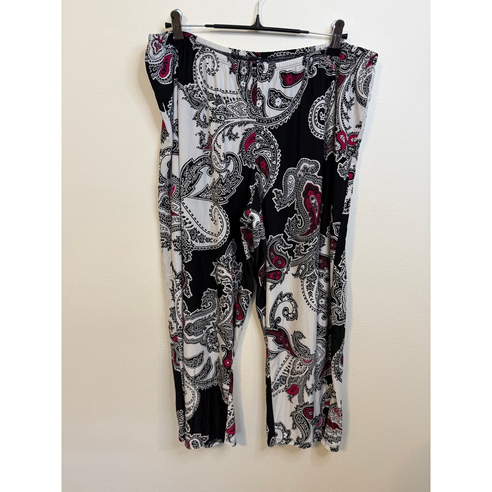 Unbranded Paisley Pajama Pants Womens Large Black Pink Excellent Cropped Lounge